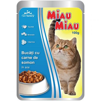 Poza cu Plic Miau Miau cu somon 100 g