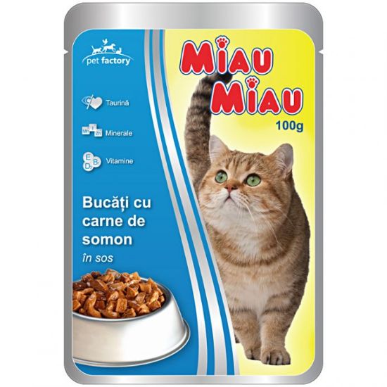 Poza cu Plic Miau Miau cu somon 100 g