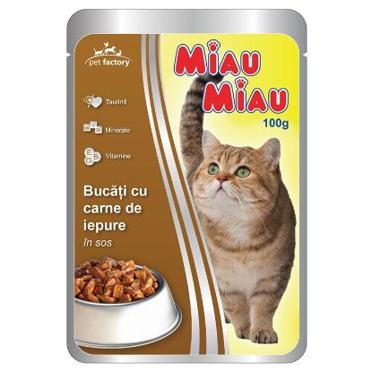 Poza cu Plic Miau Miau cu iepure 100 g