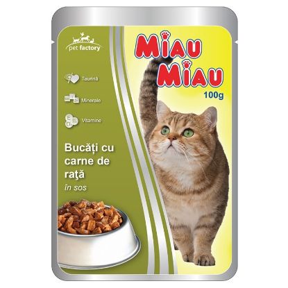 Poza cu Plic Miau Miau cu rata 100 g