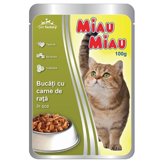 Poza cu Plic Miau Miau cu rata 100 g