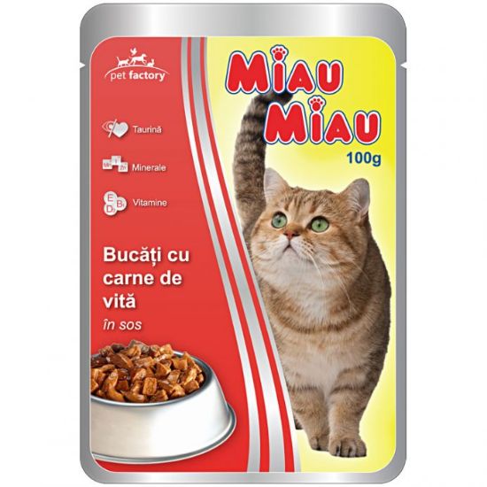 Poza cu Plic Miau Miau cu vita 100 g