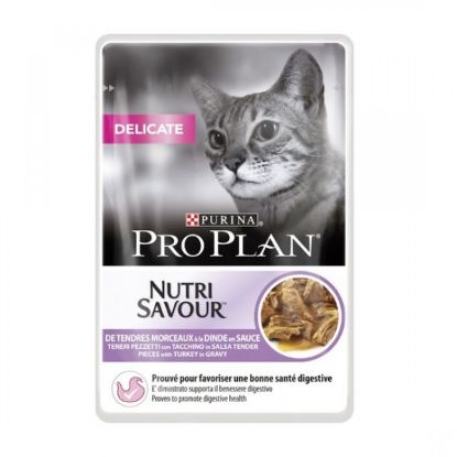 Poza cu Plic Pro Plan Purina pentru pisici delicate cu curcan 85 g