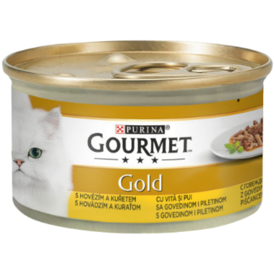 Poza cu Purina Gourmet Gold, Dublă savoare, Vită și Pui, 85g