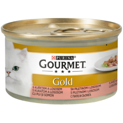 Poza cu Purina Gourmet Gold, Cubulețe în sos, Pui și Somon, 85g