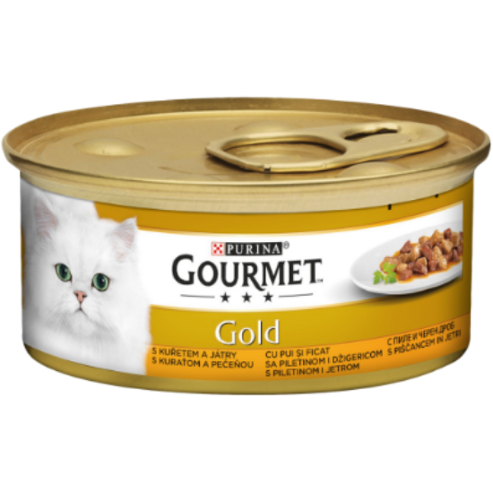 Poza cu Purina Gourmet Gold, Cubulețe în sos, Pui și Ficat, 85 g