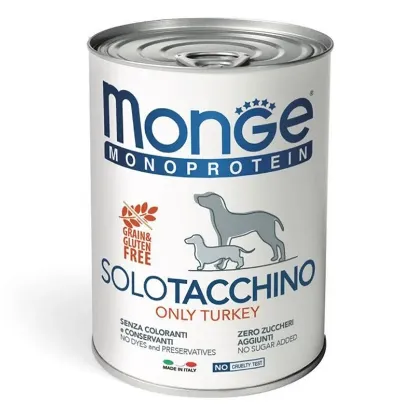 Poza cu  MONGE DOG SOLO PATE (CURCAN) 400 GR MONOPROTEIC