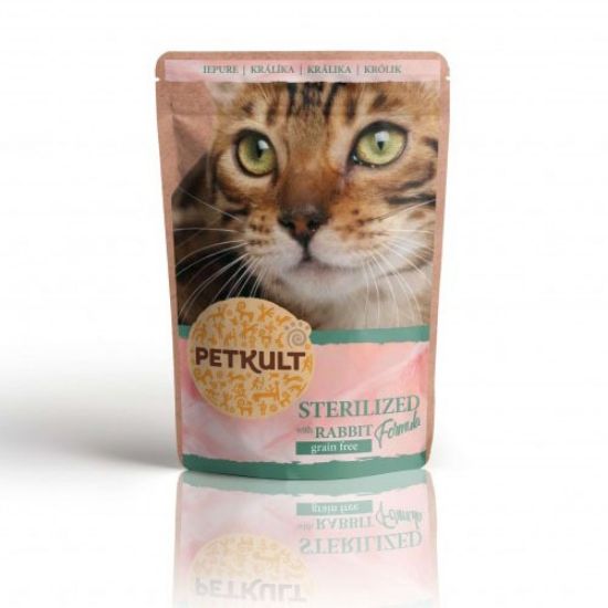 Poza cu Petkult Cat Plic Sterilized Iepure 100 g