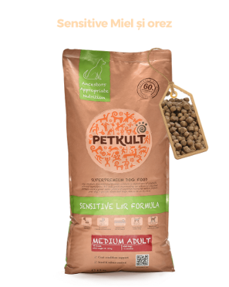 Poza cu Petkult Sensitive Miel și orez  Medium Adult 12 kg