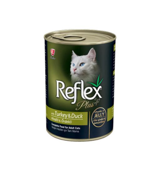 Poza cu Hrana umeda pentru pisici Reflex Plus Cat, Curcan si Rata in jeleu, 400g