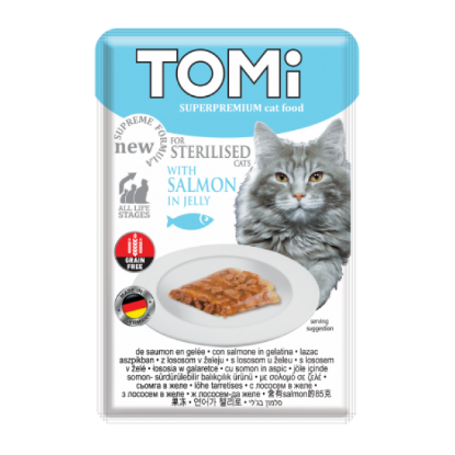 Poza cu Tomi Pisici Sterilizate cu Somon in aspic plic 85 g