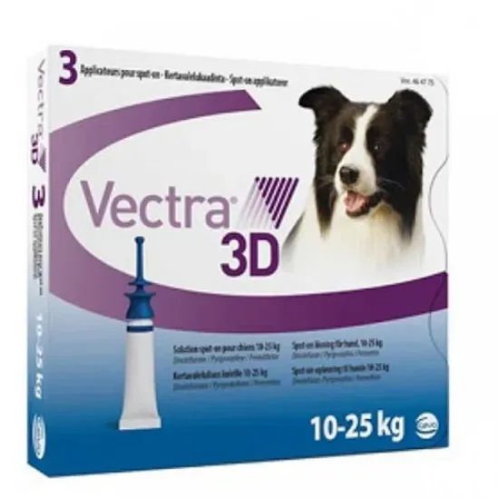 Poza cu  VECTRA 3D DOG, 10 - 25 KG , 1 pipeta la bucata