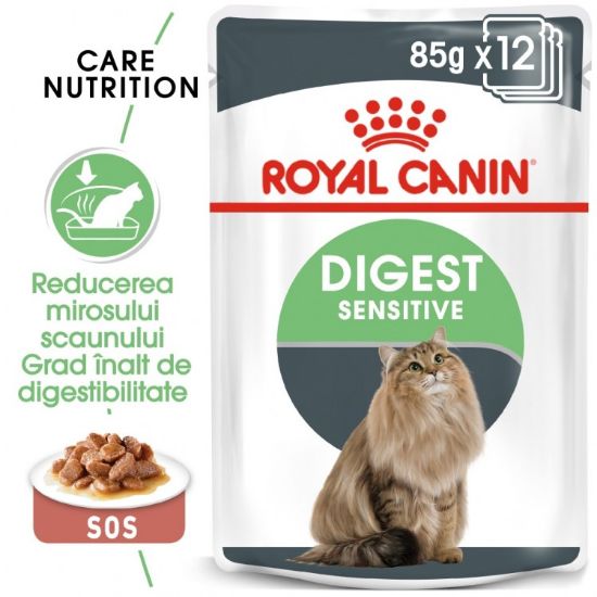 Poza cu Royal Canin Digest Sensitive Care Adult hrana umeda pisica, confort digestiv  85 g