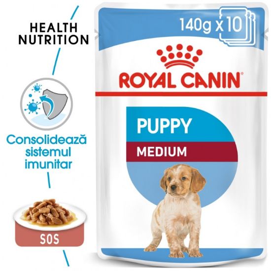 Poza cu Royal Canin Medium Puppy hrana umeda caine junior (in sos) 140 g